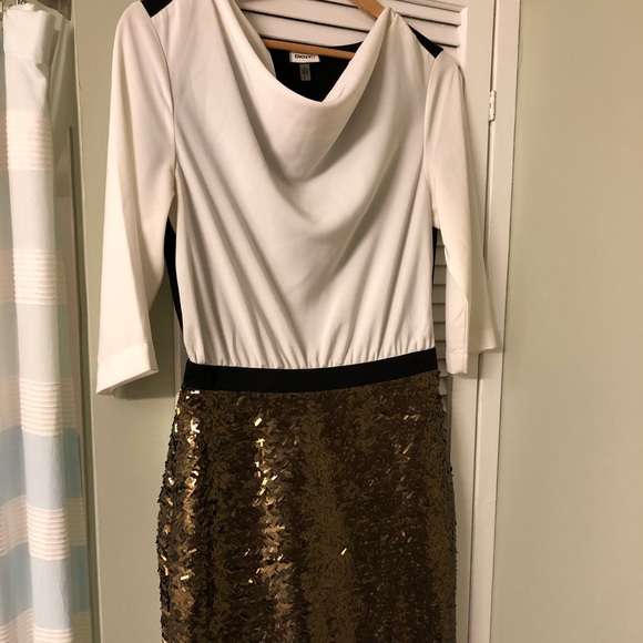 DKNYC Dresses & Skirts - DKNY City White & Bronze Sequin Dress
